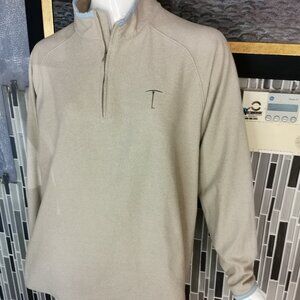 Women's Peter Millar Beige 1/3 Zip Fleece Light Layering Jacket size L 0015